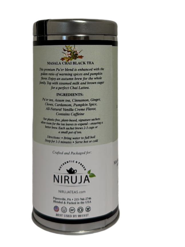 Niruja black tea canister on a white background