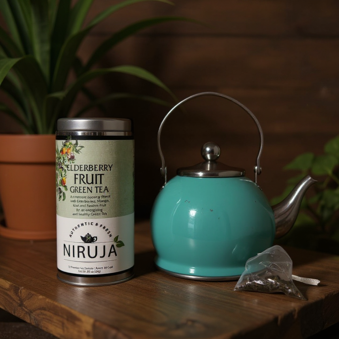 🌿Organic Elderberry Fruit Green Tea – Immunity & Antioxidant Boost